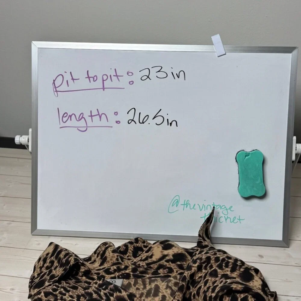 Leopard Print Collared Long Sleeve Button Up Shirt Plus Size 16W Mobwife Office - Picture 7 of 12